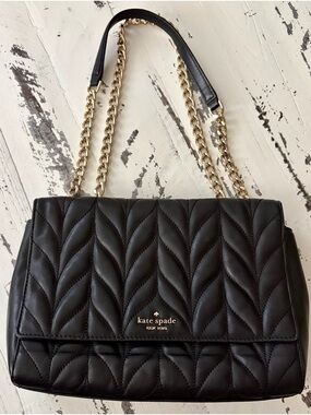 kate spade Black Quilted Shoulder Bag with Gold Chain